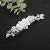 Teyglen Flower Bridal Hair Clips White Flower Wedding Hair Barrette Gold Silver Leaf Flower Headpiece Floral Hair Accessories for Women Girls Party Prom (Silver)
