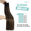 YoungSee Sew in Hair Extensions Brown Weft Hair Extensions Human Hair Dark Brown Mix Medium Brown Highlights Human Hair Weft Extensions Sew in Real Hair Extensions No Tangle 100G 22In