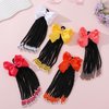 Kids Braid Ponytail Extension with Elastic Bowknot Tie Clip in Beads Braids Hair Extensions Braids Hair Extensions Wig for Children Girls Wigs with Bead Decoration Synthetic Hairpiece Black