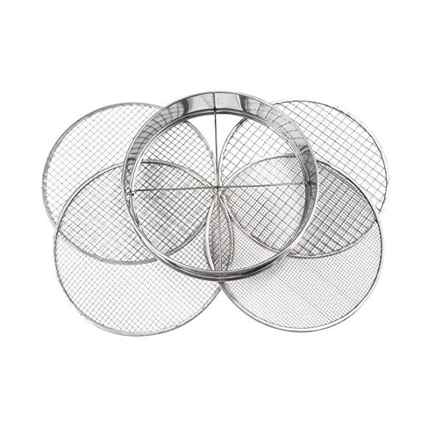 Practicool Garden Potting Mesh Sieve - Sifting Pan - Stainless Steel Riddle - Mix Soil Filter - with 4 Interchangeable Mesh Sizes - 3, 6, 9, 12mm