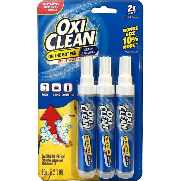 GuruNanda OxiClean Stain Remover Pen for Clothes (3 Pack) - Instant Spot Cleaning for All Laundry Stains: Blood, Food, Drinks, Dirt, Ink, Makeup - Bleach-FREE & Travel-Friendly (2x More Quantity)