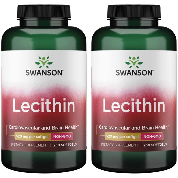 Swanson Lecithin Non-GMO 520 Milligrams 250 Sgels (2 Pack)
