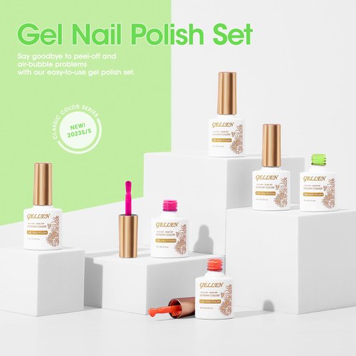 Gellen Neon Gel Nail Polish Kit Vibrant Purple Green Soak Off Gel Nail Yellow Nail Art Design Nails Manicure Uv Led Lamp Cured Bright Nail Polish Starter Kit Salon DIY Gel Colors For Nails