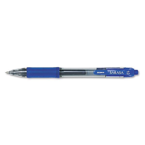 Zebra 46620 Sarasa Retractable Gel Pen, Blue Ink, Bold, Dozen