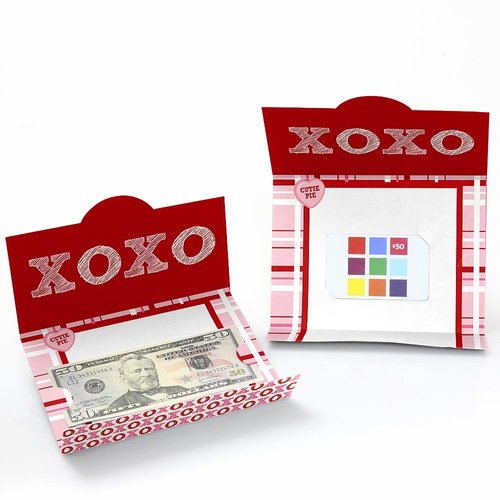 Big Dot of Happiness Conversation Hearts - Valentine's Day Money and Gift Card Holders - Set of 8