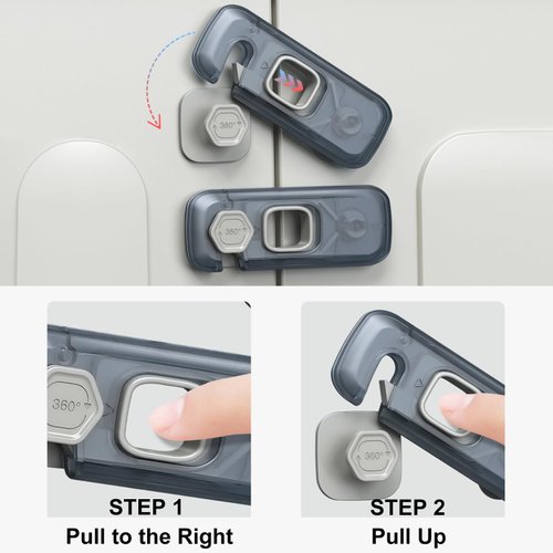 5 Pack Child Proof Refrigerator Lock, QYESWHSR Fridge Locks for Kids with Sticky Adhesive Pads, Child Safety Locks for Doors, RV Refrigerator, Oven Lock Child Safety Baby Cabinet Locks - Clear Updated