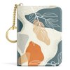 Aiawoxc Credit Card Holder, Small RFID Card Wallet Slim Leather Organizer Case with Zipper & Keychain, Abstract Boho Leaves