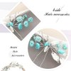 Jeairts Turquoise Hair Pins Silver Leaf Wedding Hair Pieces Glitter Rhinestone Headpiece Hair Clips Crystal Bridal Hair Accessories for Women and Girls(Pack of 2)