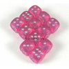 Pink Borealis with Silver Pips 12mm D6 Dice Set of 12 Wondertrail WCX27804E12