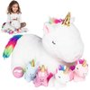 PixieCrush Unicorn Stuffed Animals with Babies Inside - 5-Piece Set of Mommy and Baby Unicorn Plush for Imaginative Play - Soft Cuddly Companion for Kids - Stuffed Animals for Girls Ages 3 to 8 Years