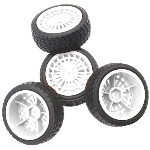 HIRCQOO OD2.75'' Nylon 12mm Hex Hub Wheel Rims & Rubber Tires Compatible with HSP Tamiya HPI Traxxas 1/10 1/12 On-Road Car,WLtoys 144001 A959 124018 LaTrax RC Buggy (White)