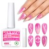 SAVILAND 15ml Glitter Pink Cat Eye Gel Nail Polish Castor Oil Vitamin E: Cateye Gel Polish Soak Off U V LED Nail Lamp Reflective Shining Magnetic Gel Nail Polish Nail Art Magnet Home DIY Nail Salon