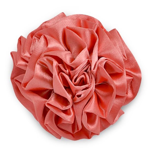 Expo International Rolled Fabric Flower Brooch and Hairclip Hair Accessory, Coral