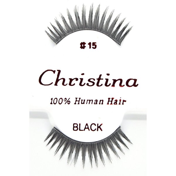 12X Eyelashes - #15 Christina 100% Human Hair Fake Eyelashes