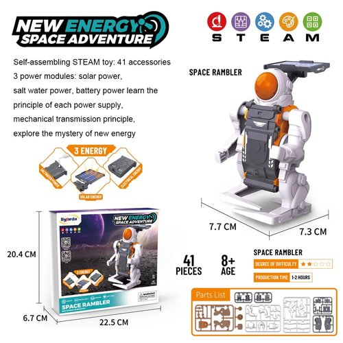 STEM New Energy Spacewalker Robot Toy - 3 Power Modules: Solar, Salt Water & Battery Power - Perfect for 8+ Year Olds