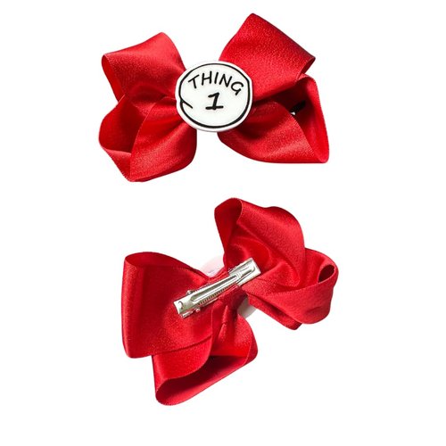 Thing 1 and Thing 2 Inspired Hair Christmas Holiday Shimmer Bow Set by Inspired Bows