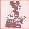 Sunbonnet Sue 2 Stencil - 4.5" x 6" Children Kids Drawing Sidewalk Chalk Washable Plastic Fun Art DIY Template Reusable Laser Cut Mylar for Painting Home Decor DIY Crafts - The Artful Stencil