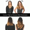 Loxxy New Version Thick Hair Extensions Clip in Human Hair Full Head Chocolate Brown Mixed with Light Golden Brown P#4/12 Silky Straight Glam Seamless Clip in Hair Extensions 7pcs 18 Inch 120g