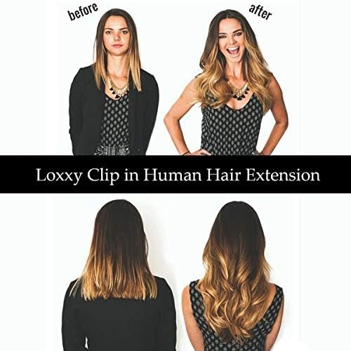 Loxxy New Version Thick Hair Extensions Clip in Human Hair Full Head Chocolate Brown Mixed with Light Golden Brown P#4/12 Silky Straight Glam Seamless Clip in Hair Extensions 7pcs 18 Inch 120g