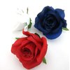 Red White and Blue Roses 3 1/2 Inch Silk Flower Hair Clips with Teeth