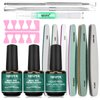 XIFEPFR Gel Nail Polish Remover Kit, 2 Pack Gel Polish Remover with Liquid Latex, Nail Buffer and File, Cuticle Tool, Magic Gel Remover, 2-5Mins Remove Gel Polish, No Soaking Wrapping, Gifts for Women