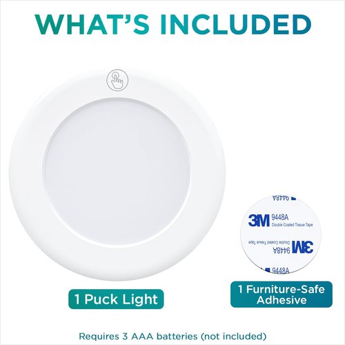 Brilliant Evolution Stick On Lights - Lights for Under Cabinets in Kitchen - Under Cabinet Lighting - Wireless Tap On LED Puck Lights - Under Counter Lights - Battery-Powered Kitchen Lights (1pk)