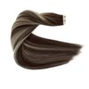 Tape in Hair Extensions Human Hair 22 Inch Balayage Brown to Blonde Highlights Human Hair Extensions 50g 20pcs Tape ins Skin Weft Hair Extensions Invisible Glue in Hair Extensions