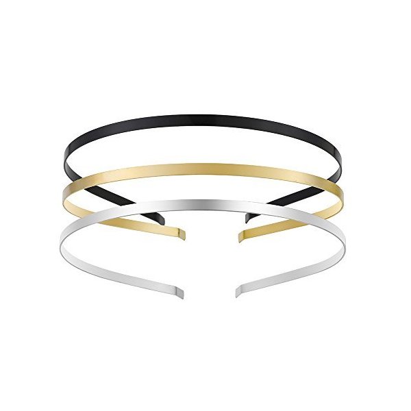 Womens Metal Headbands with 3 Colors Black Gold Silver Plated Hairband Head Bands Pack of 12