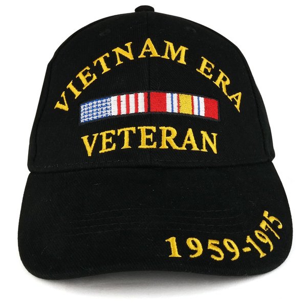 Vietnam Era Veteran 1959 to 1975 Embroidered Structured Cotton Baseball Cap - Black