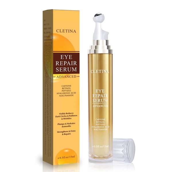 5% Caffeine Eye Serum - Caffeine Eye Cream with 360° Massage Ball Reduce Wrinkles and Fine Lines - Eye Roller Cream for Relieve Puffiness and Dark Eye Circles