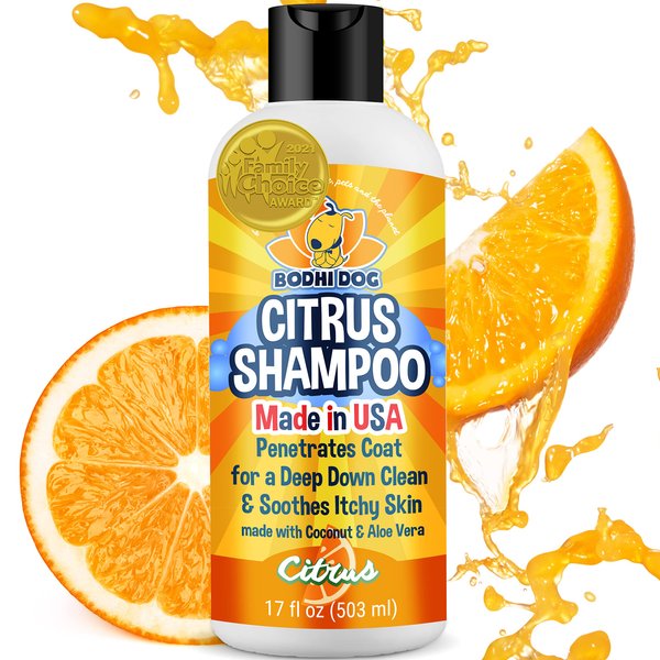 Bodhi Dog New Refreshing Orange Citrus Dog Shampoo | Deep Cleaning Formula with Coconut and Aloe Vera | Natural Soothing & Moisturizing Pet Dog Puppy and Cat Wash (17 Fl Oz)