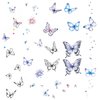 HINZIC 12 Sheets Colorful Butterfly Temporary Tattoo Stickers Waterproof Glitter 3D Hearts Stars Flowers Set Tattoos for Women Body Makeup Birthday Party Gift