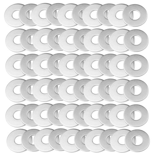 Pinhoollgo 100 Pieces Metal Stamping Blanks,Aluminum Flat Washers Silver Round Washers,Round Stamping Tags with Center Hole for Bracelet DIY Craft Jewelry Making,Screw Fastening (10 x22 x1 mm)