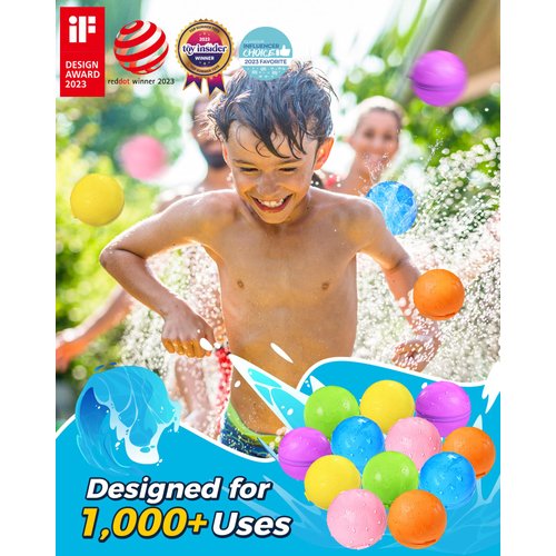 SOPPYCID Reusable Water balloons, Summer Toy Water Toy for Boys and Girls, Pool Beach Toys for Kids ages 3-12, Outdoor Activities Water Toys Self Sealing Water Splash Ball for Fun (6Pack)