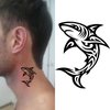 Dopetattoo 6 sheets Temporary Tattoos Polynesian Shark Tribal Shark Fake Tattoos Maori Hawaiian for Men Neck Arm Hands Leg