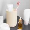 NiHome Toothbrush Holders for Bathrooms 3 Pcs, Plastic Reusable Bathroom Tumbler Toothbrush Cups, 13.5oz Unbreakable Mouthwash Cups Easy to Clean (Cream)