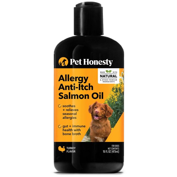 Pet Honesty Dog Allergy Relief Salmon Oil Anti-Itch for Dogs, Itch Relief & Omega-3 for Dogs, Dog Skin and Coat Supplement, May Reduce Normal Shedding & Itching, Joint, Brain & Heart Health (16 oz)