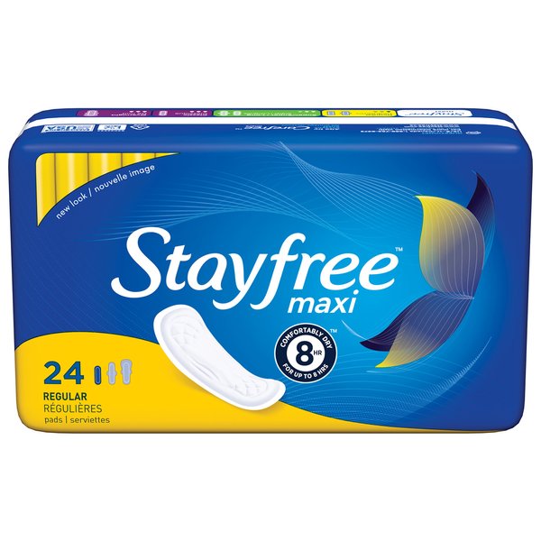 Stayfree Reg Maxi Pad c Size, 24 Count (Pack of 1), Regular