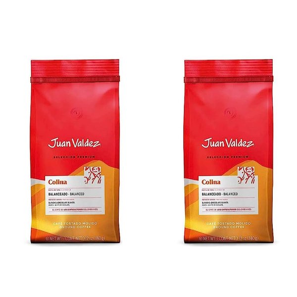 Premium Colombian Coffee, Colina (Balanced) Ground Coffee, 12-Ounce Bags (Pack of 2)