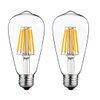 SHUWDKAR LED Light Bulbs DC 12V 6W E26 ST64 Low Voltage Bulb RV Camper Warm White 2700K Vintage Clear Glass Filament Edison Bulbs Equivalent 75W Halogen Marine Boat Solar 12V Battery Lighting,2 Pack