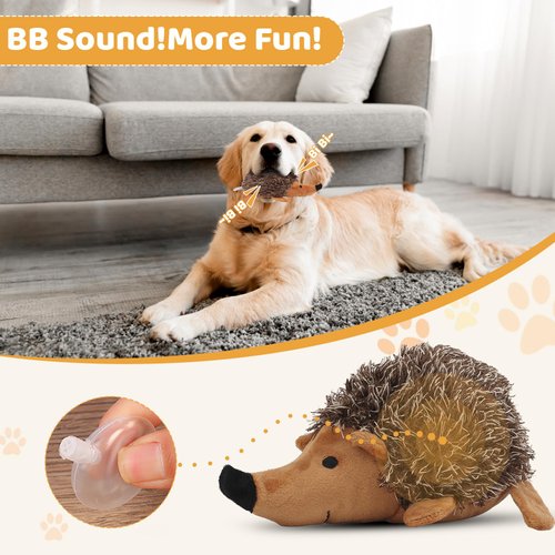 Pilipane Plush Dog Toy, Hedgehog Dog Squeaky Toy, Soft Animal Plush Dog Toothbrush Chew Toy, Interactive Squeaky Hide and Seek Plush Dog Toy,Stuffed Biting Training Playing Toys for Pet Puppy Chewers