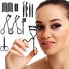 48 Pieces Eyelash Curler Makeup Tools Set, Include Mini Eyelash Curler Kit, Eyebrow and Eyelash Extension Tweezers, Eyelash Eyebrow Brush Comb and Eyelashes Scissors, Silicone Refill Pads (Black)