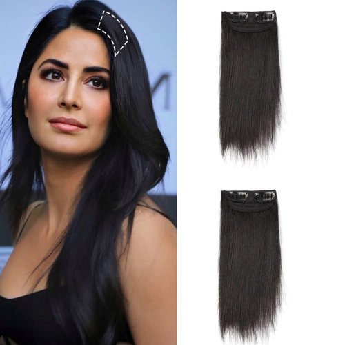2 PCS Thick Hairpieces Clip in Hair Extensions Synthetic Invisible Seamless Hair Pads Adding Extra Hair Volume Clip In One Piece Hair Extension Hair Topper for Thinning Hair Women Black
