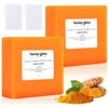Nicgou Honey Glow Lemon Turmeric Kojic Soap Bar, Turmeric Soap Bar for Face ＆ Body，Natural Turmeric Handmade Soap for All Skin Types（2pcs