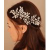 Xerling Vintage Hair Comb Brides Wedding Silver Hair Accessory Bridal Crystal Headpiece Pearl Hair Piece Jewelry (Silver)