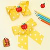 Back to School Hair Clips Cute Apple Yellow Bow Hair Clip for Girls White Wave Point Claw Clip Hair Accessories for Women Kids Claw Clips for Thick Thin Hair 2Pcs (Yellow)