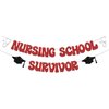 Nursing School Survivor Banner, Congrats Nurse BSN/ RN Grad Party Decorations, 2024 Nurse Medical School Graduation Decor, Congrats Grad Class of 2024 Nursing School Graduation Party Supplies Silver