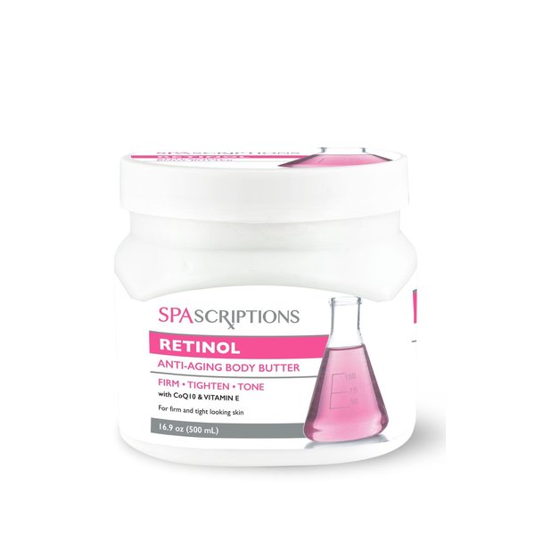 SpaScriptions Retinol Anti-Aging Body Butter, with CoQ10 and Vitamin E Antioxidants, 16.9 oz