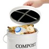 AVLA Compost Bin Kitchen Countertop, 1 Gallon Composter Pail, Food Waste Composting Bucket, Odorless Trash Keeper Container, White Scraps Caddy with Charcoal Filter, Carrying Handle, Lid
