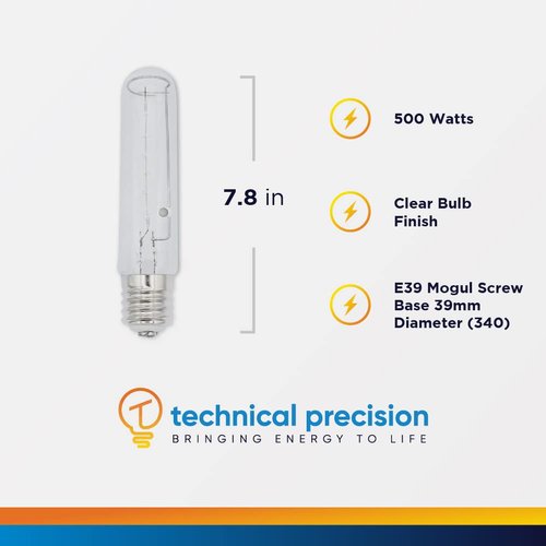 Technical Precision Replacement for Eiko 500t46/mog-120v Light Bulb 500W 120V T46 Halogen Bulb - E39 Mogul Base - 3200K Warm White - 1 Pack